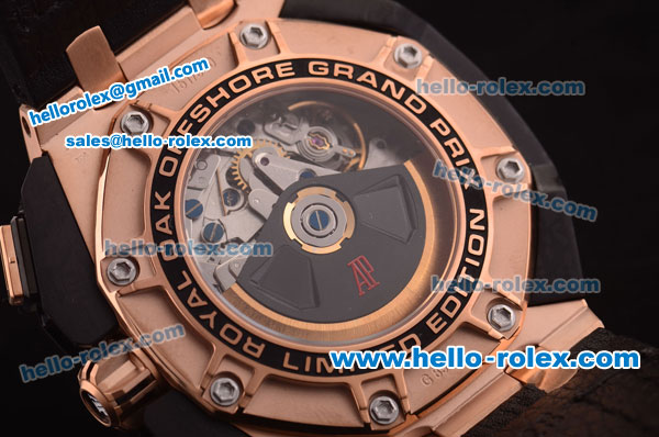 Audemars Piguet Ruben Baracello Grand Prix Limited Edition Swiss Valjoux 7750 Automatic Rose Gold Case with PVD Bezel and Black Leather Strap-1:1 Original - Click Image to Close